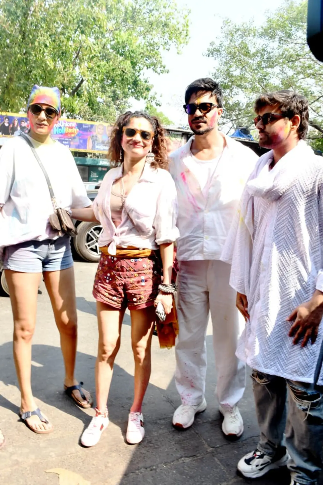 Ankita Lokhande and Vicky Jain made a stylish appearance at the Holi party, soaking in the festive vibes. The couple looked cheerful as they celebrated with colours.